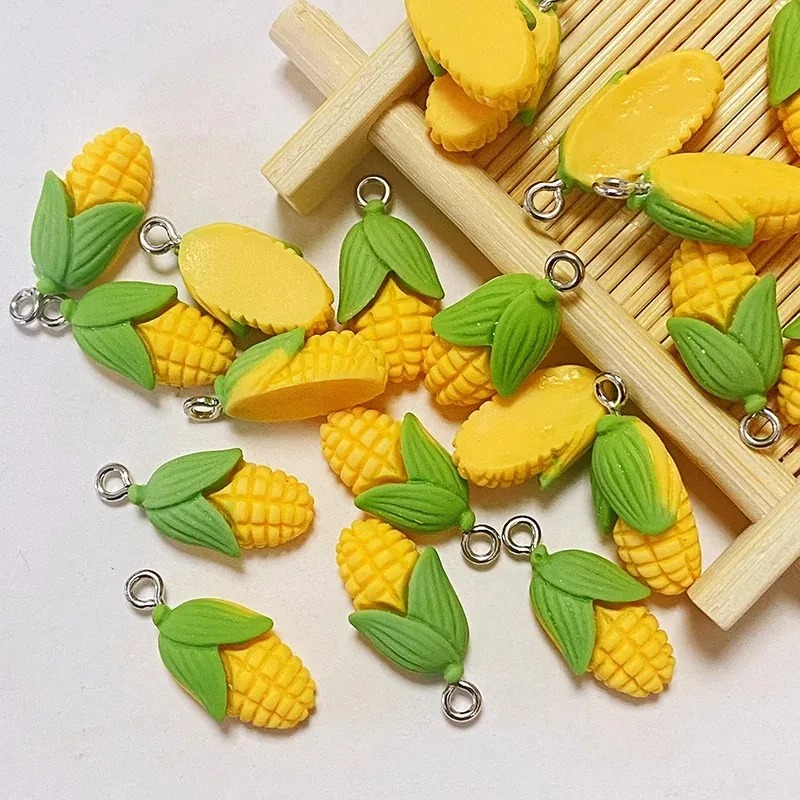 Resin Art And Craft - 20個入り 面白いミニコーン野菜樹脂チャーム 人工食品ペンダント DIYクラフト用品 イヤリング ブレスレット