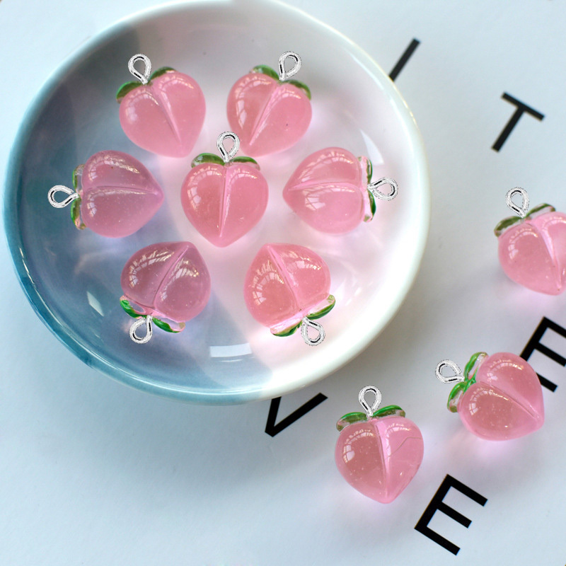 Resin Art For Sale - 10 個新しい透明ピーチフラット樹脂チャームペンダントジュエリー作成アクセサリー DIY イヤリングネックレスキーホルダー装飾用