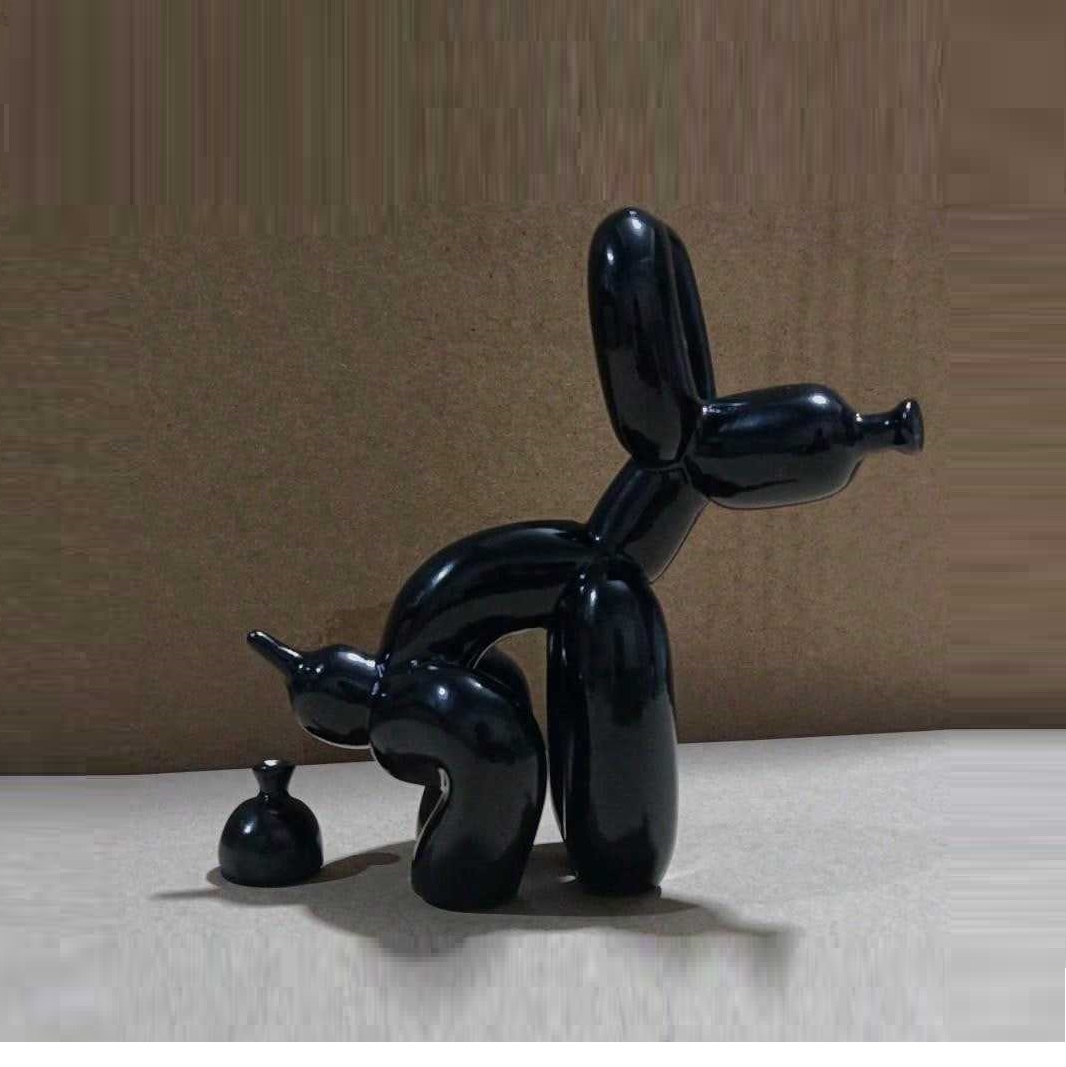 Resin Art With Wood - モダンアートスクワットバルーン犬動物装飾像、インテリアリビングルーム農家寝室オフィスキャビネット木製に最適