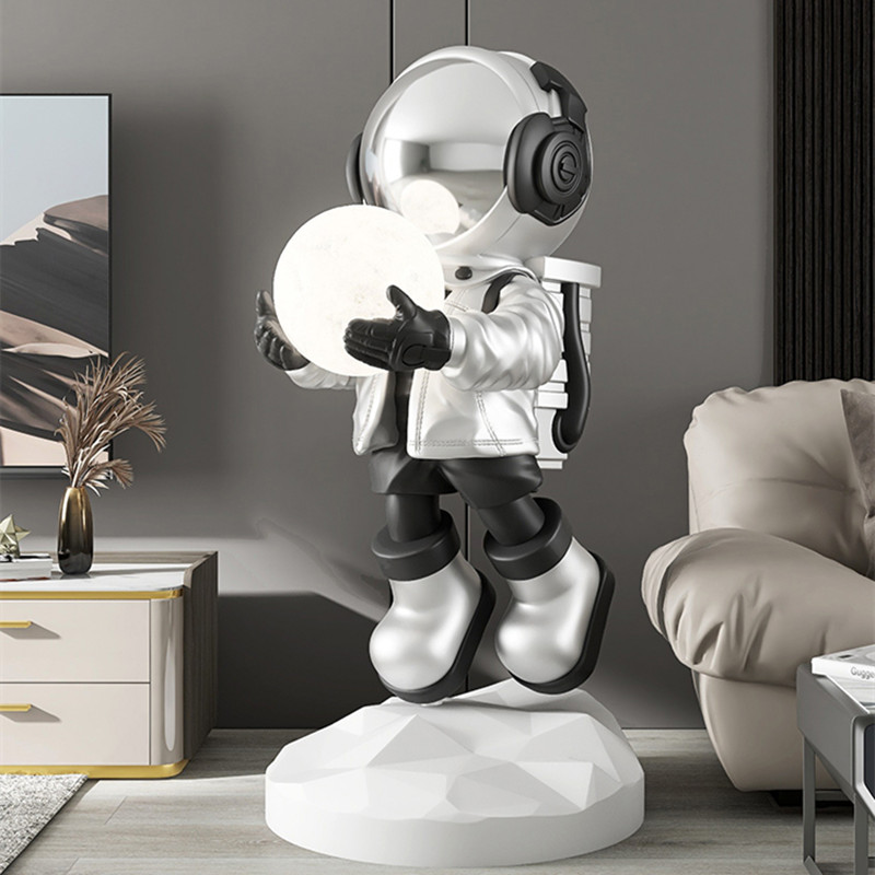 Resin Art On Floor - 2026年宇宙飛行士フロアランプ装飾置物樹脂工芸品クリエイティブフロアランプファッション廊下ライト室内装飾寝室スタンドL