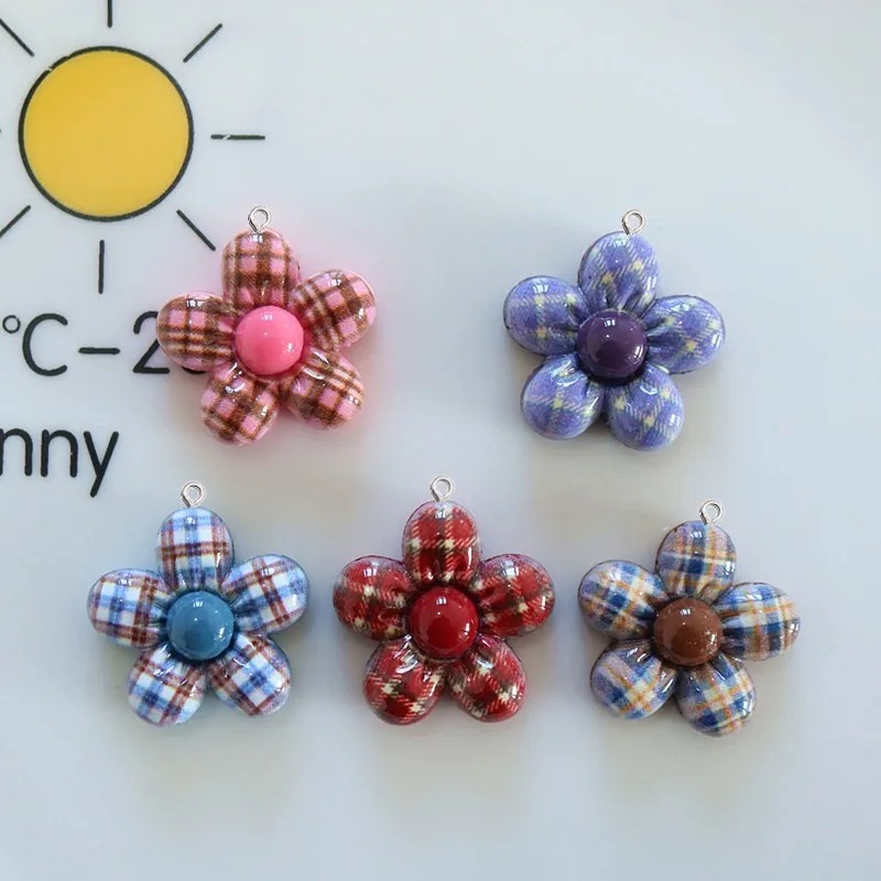 Resin Art And Craft - 10 個甘い花平面樹脂ペンダントジュエリー所見用アクセサリーイヤリングキーホルダーバッグ工芸品アート材料チャームフック