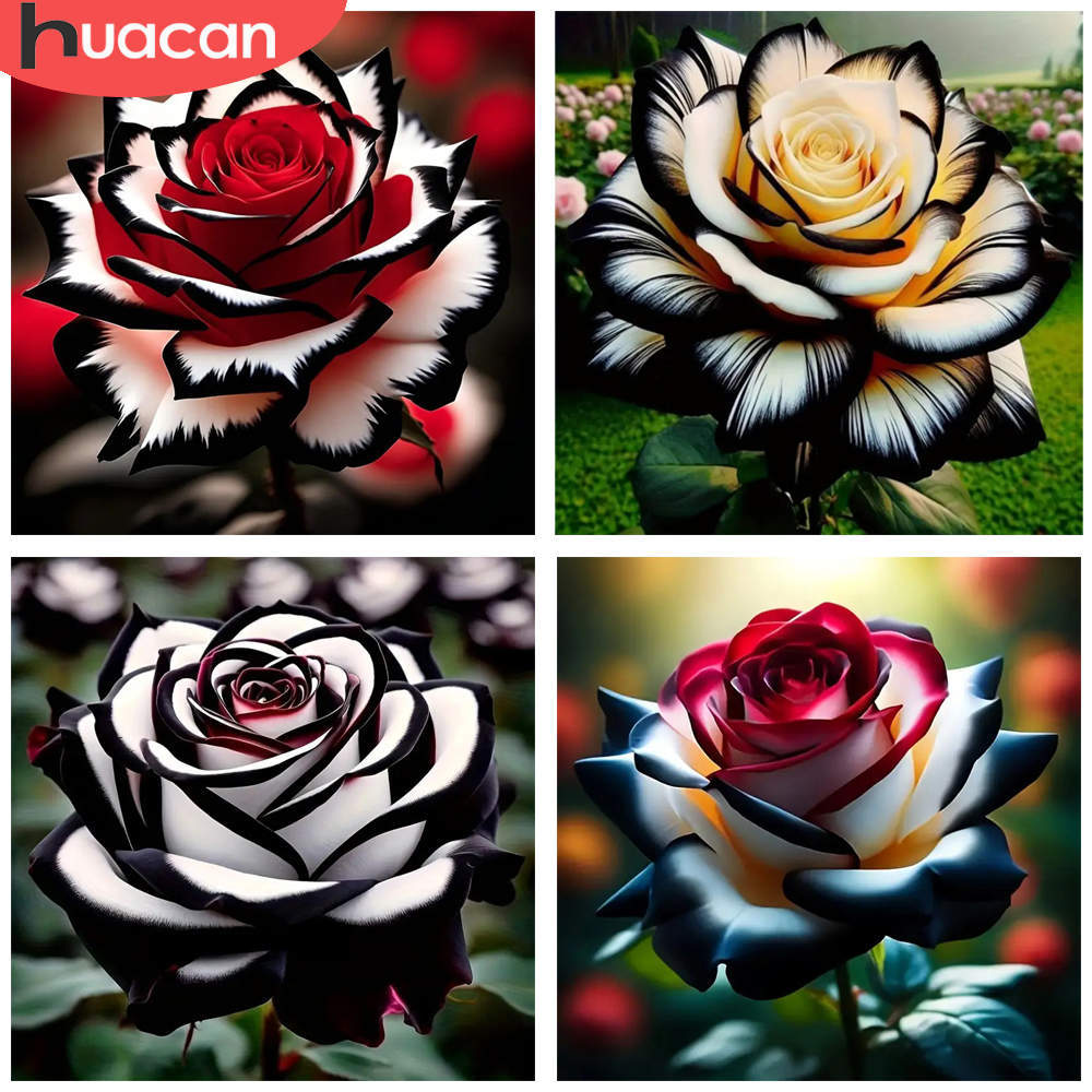 Resin Art Rose Petals - HUACAN 1個 ダイヤモンドペインティング バラの花びらチャーム 赤白 花柄アート