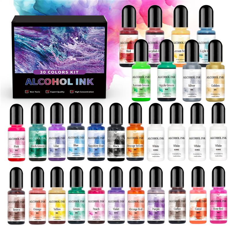 Resin Art Alcohol Ink - 1 セットアートインクアルコールエポキシ樹脂顔料キット液体着色剤染料拡散顔料エポキシ樹脂ジュエリーメイキング工芸品アート染料