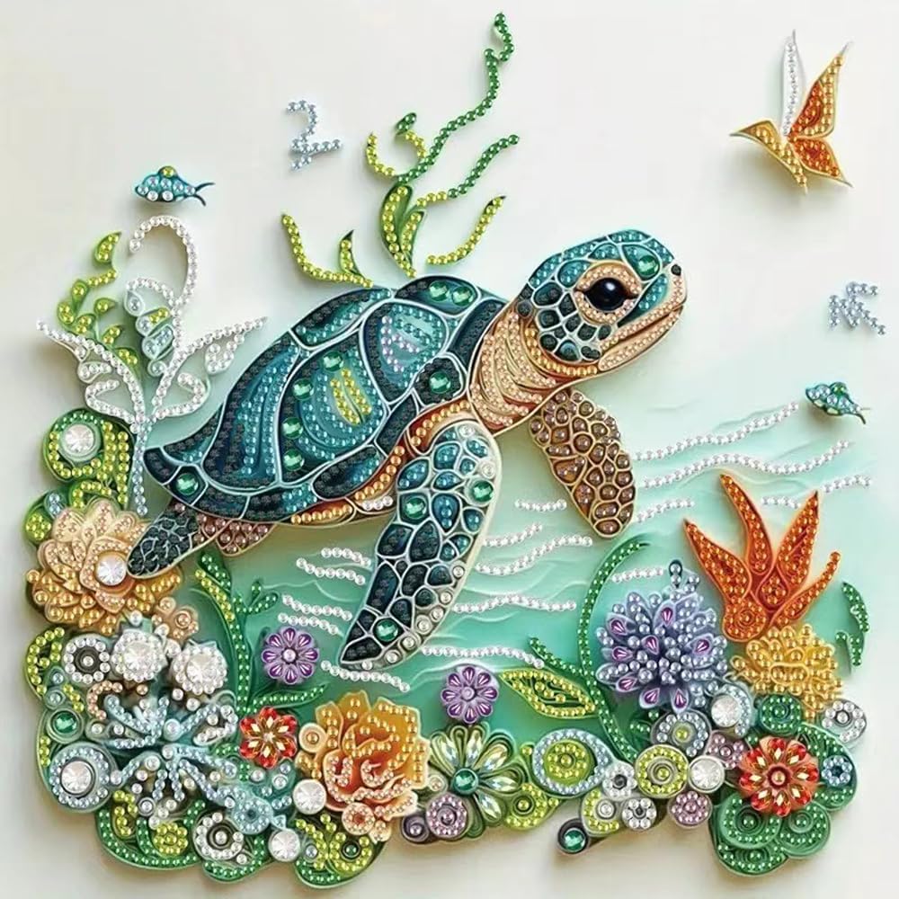 Resin Art Kit For Beginners - 海亀動物ダイヤモンドペインティングキット 大人初心者向けDIY特殊形状ダイヤモンドアートキット クラフトキット ホームウォールデコ用