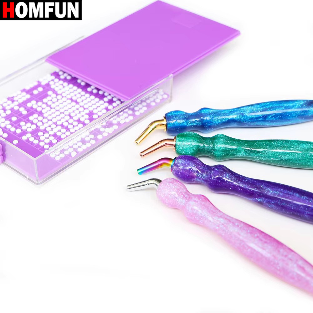 Resin Art Purple - Homfun-多機能パープルメタルチップ付きダイヤモンドペイントペンセット、ネイルアート用レジンクラフトツールキット、クロスステッチ装飾、5D