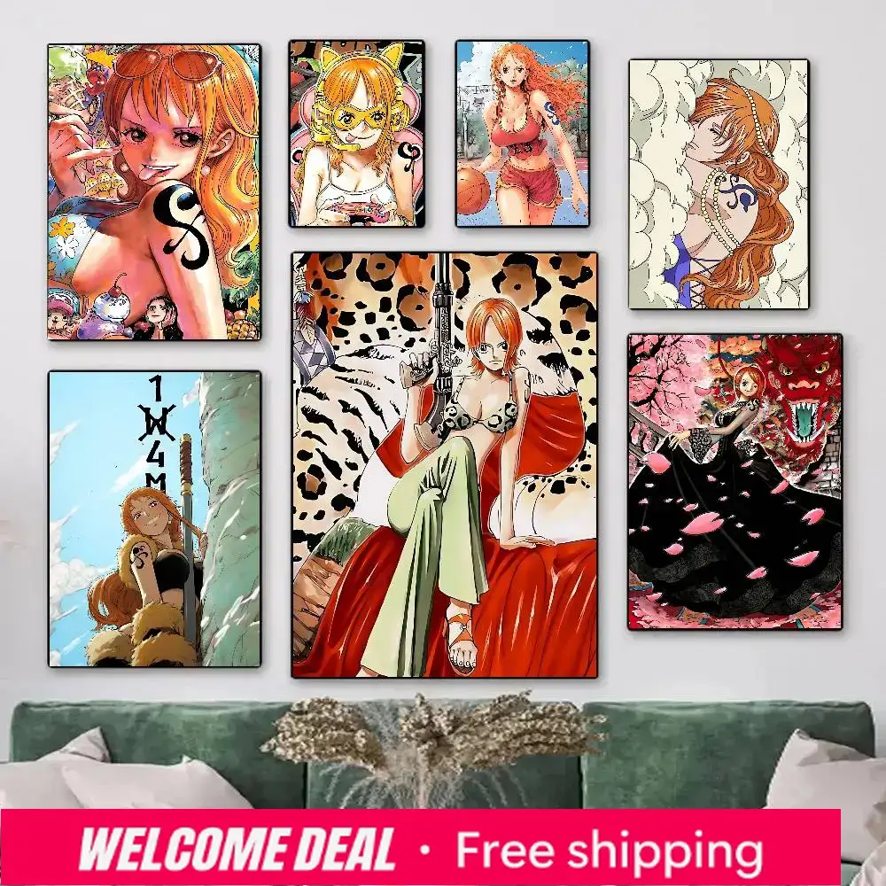Resin Art Anime - 2026 1pc アニメキャラクターナミマンガワンピースポスター HD プリントヴィンテージ壁アート装飾家庭学習室用