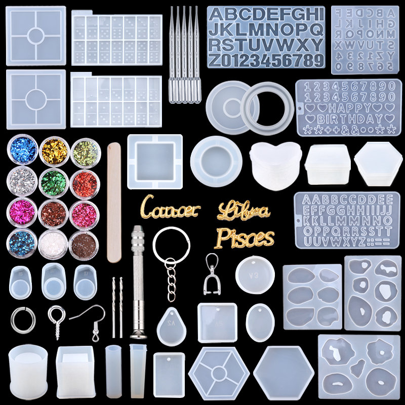 Resin Art Earrings Kit - シリコンモデリングキット,金型,成形金,液体シリコン金,製造,DIY,アート用品