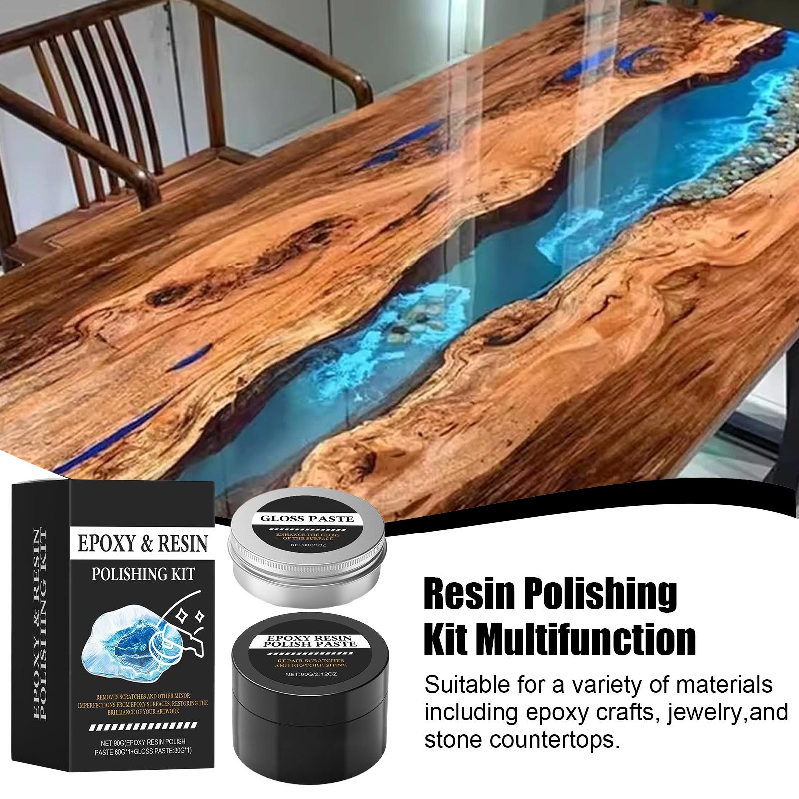 Resin Art Kit For Beginners - エポキシ樹脂研磨キット - 光沢を回復するクリーミーな傷除去剤 - レジンアートやテーブルデコレーションに簡単な研磨が可能