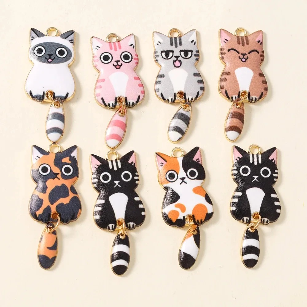Resin Art For Sale - 10 個 16 × 39 ミリメートルかわいい漫画猫樹脂チャーム素敵な動物ペンダント
