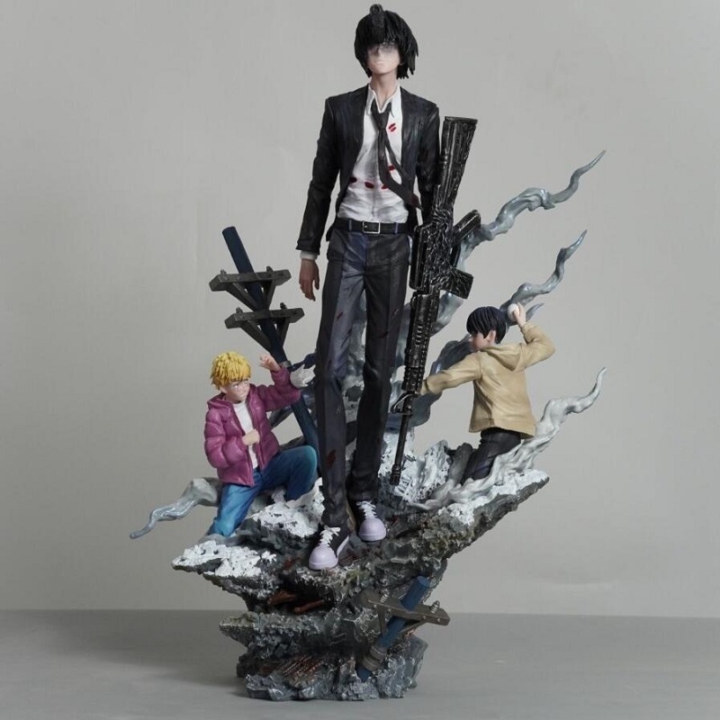 Resin Art Anime - チェーンソーマンガンデビルデビルハンターGKアニメフィギュア樹脂製スタチューデスクトップデコレーションオーナメントアニメファンコレクションギフト