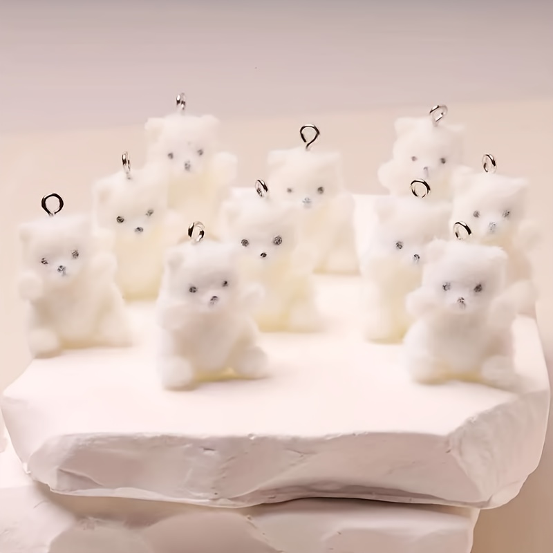 Resin Art And Craft - 6 個シロクマ樹脂チャームクリスマス氷雪テーマペンダント DIY アクセサリー電話チェーンバッグ飾りクラフト装飾