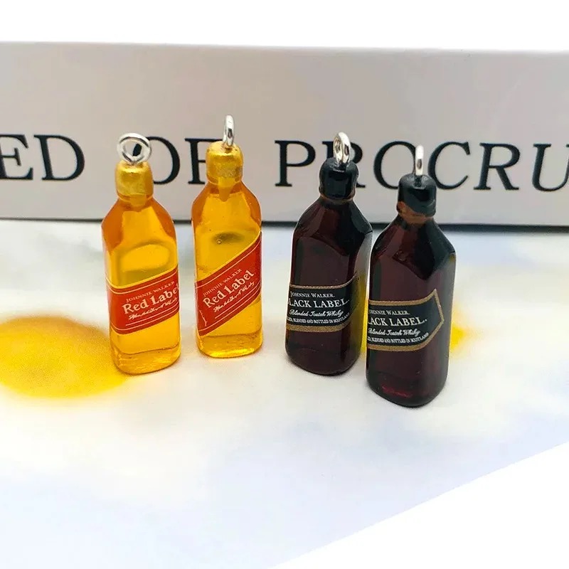 Resin Art For Sale - 10 個小さなワインバーボトル樹脂チャーム DIY イヤリングアクセサリーミニペンダントキーホルダー手作りジュエリークラフト作成用