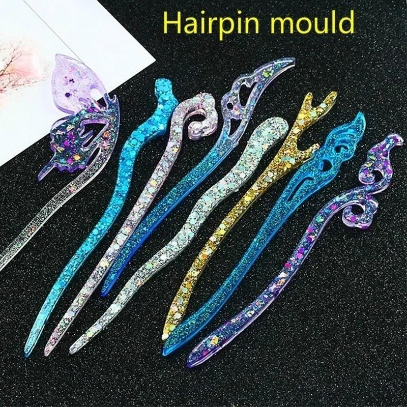 Resin Art For Sale - 新しい透明ヘアピンシリコーン特殊金型樹脂 DIY ヘアジュエリー作成金型エポキシ樹脂金型女性の髪の装飾