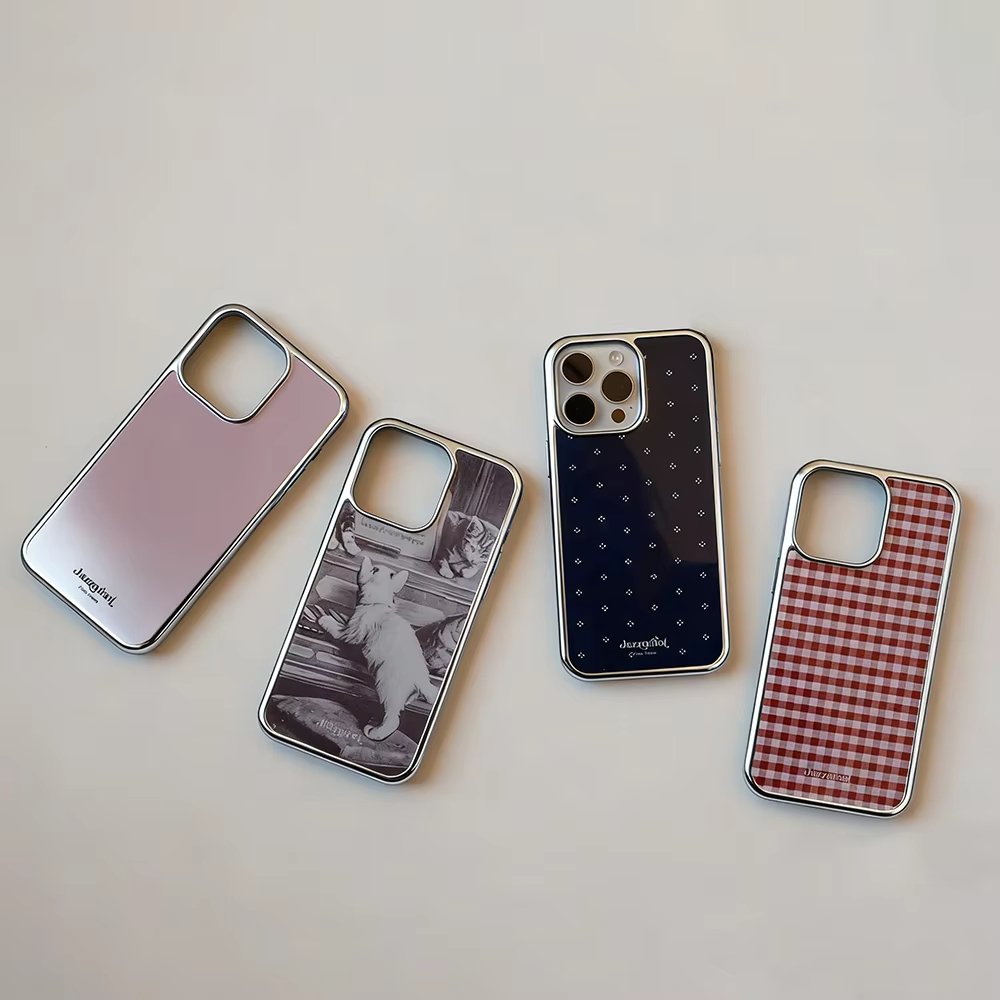 Resin Art Phone Case - スタイリッシュな高級感あふれる模様の快適な電気メッキ加工ドリップグルー式iPhoneケース（iPhone 17 Air、16 Pro Max、15、14 Plus、13、12
