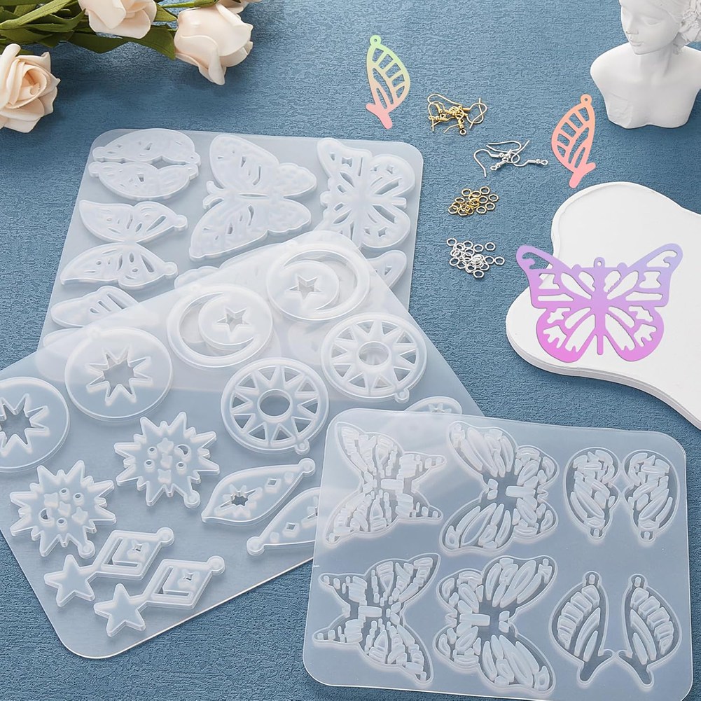 Resin Art Earrings Kit - A95D-143個入り樹脂イヤリング型キット シリコン樹脂型 ジュエリー用樹脂型、DIYアートクラフト用