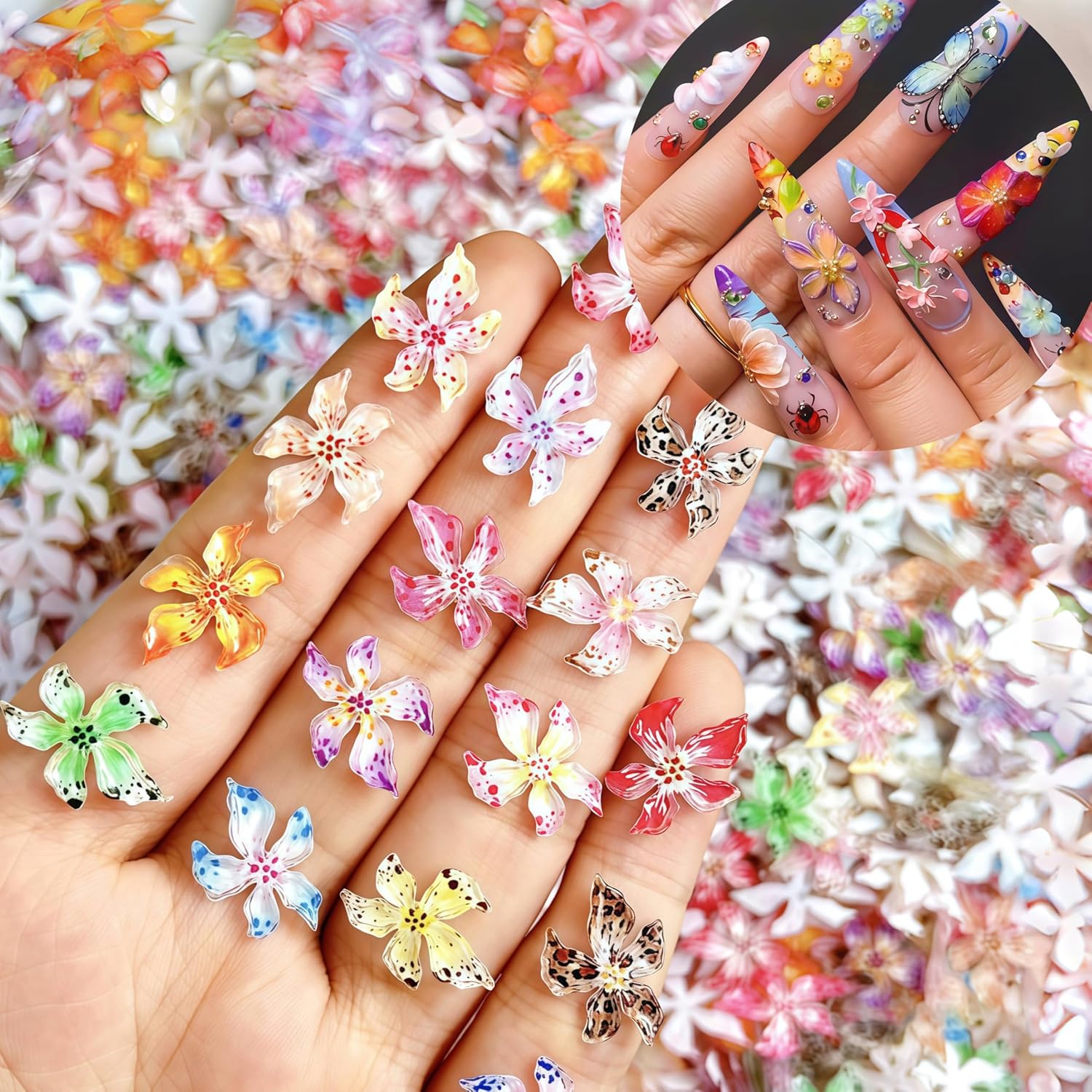 Resin Art Rose Petals - 20/40/60/80 個氷の結晶の花 DIY アートステッカーカラフルなエレガントな花ローズスライダー爪花びらマニキュア装飾ゼリードリル
