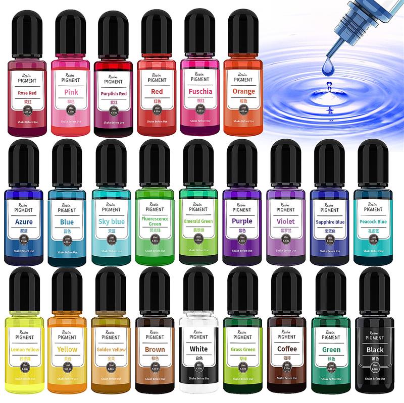 Resin Art Alcohol Ink - レジンティレジングネティトインクリキッドオッシュ染料、インクの拡散、DIYジュエリー作成、エポキシ樹脂、24色