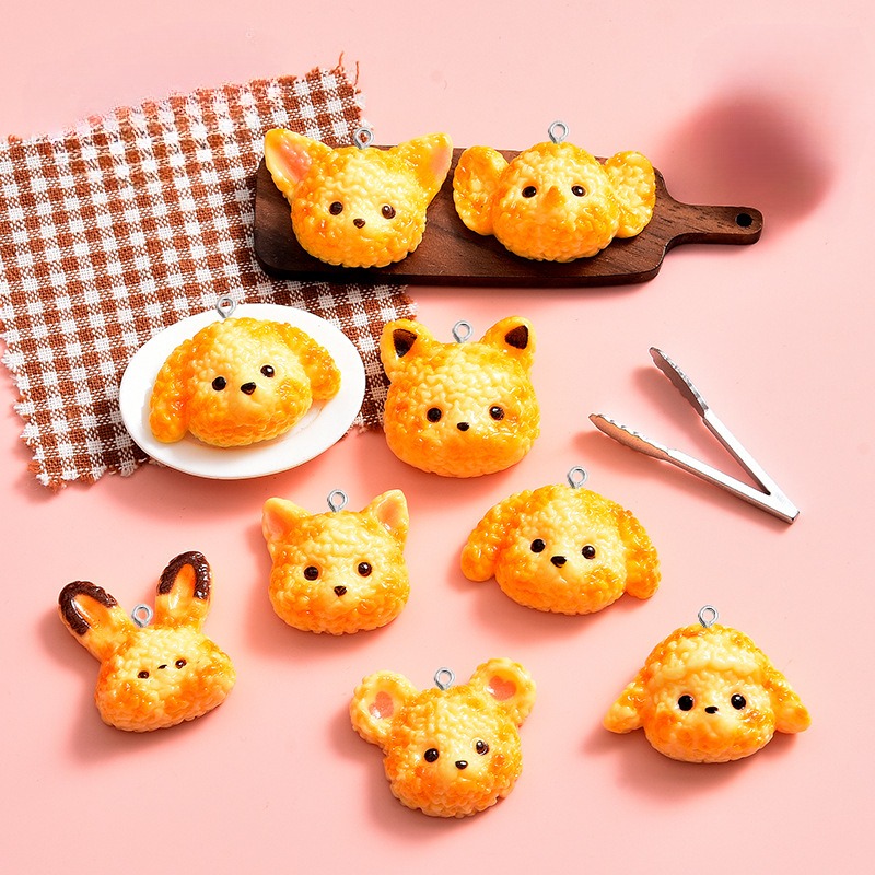 Resin Art Earrings Material - 10 個漫画ビスケット犬樹脂材料かわいい DIY イヤリングネックレスジュエリーペンダント作る子供アートフッククラフト用品