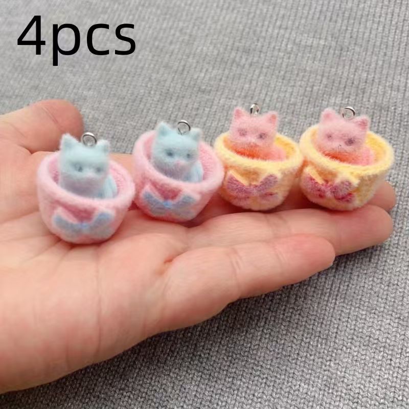 4個入り3Dぬいぐるみ樹脂製猫ペンダント、DIYジュエリー製 - Resin Art For Sale のレビューと価格