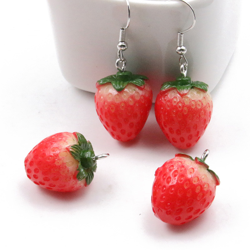 SG04 5 個楽しいかわいいチャームイチゴフルーツ樹脂手作 - Resin Art Earrings Material のレビューと価格