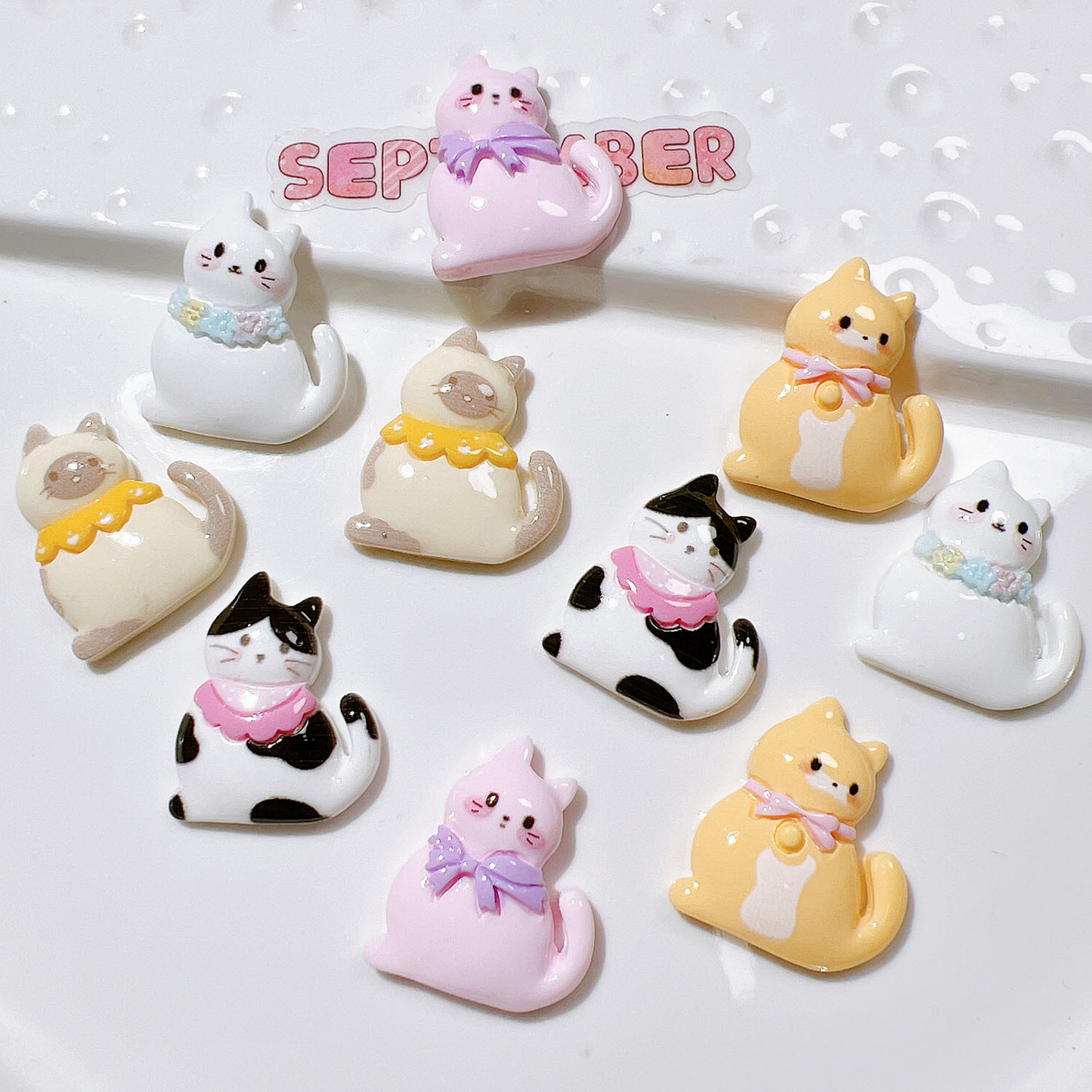 10/20 個かわいいちょう結び猫フラットバック樹脂スクラッ - Resin Art Earrings Material のレビューと価格