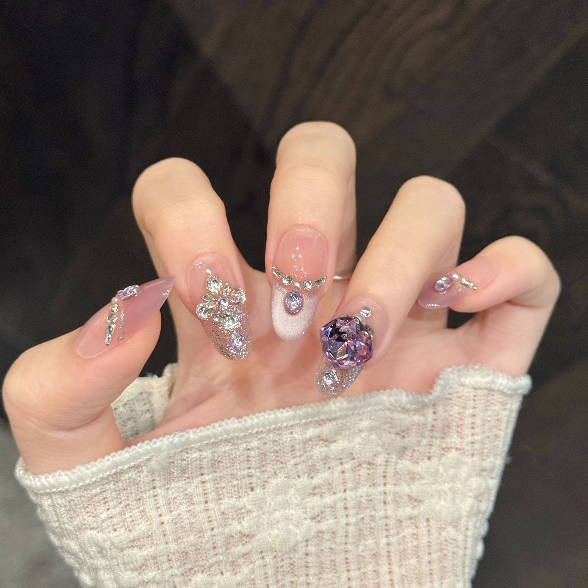 10個入り純手作業プレスコフィン/オーバルネイルアート、素敵 - Resin Art Purple のレビューと価格