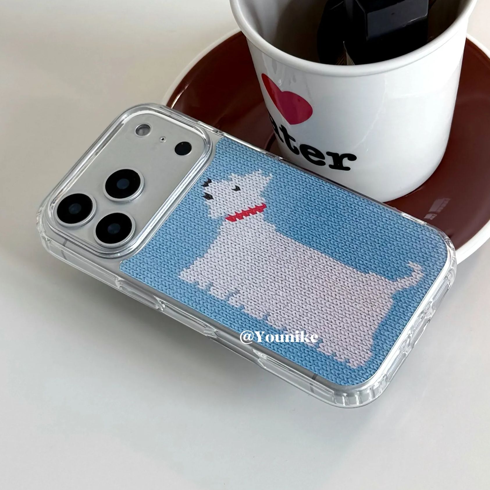 韓国風ニットプリントウェスタンハイランドドッグ可愛いスマホケ - Resin Art Phone Case のレビューと価格