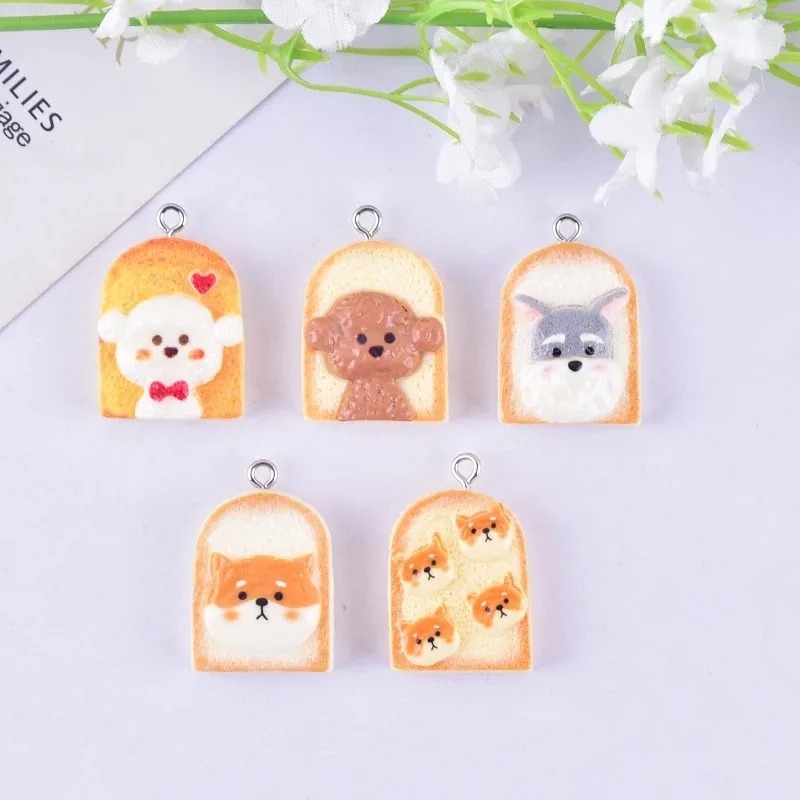 10 個かわいいトースト犬樹脂ペンダント漫画動物チャーム D - Resin Art And Craft のレビューと価格