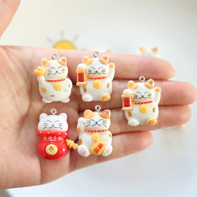 10 個かわいい光沢のある猫樹脂小さなペンダントファッション - Resin Art Earrings Material のレビューと価格