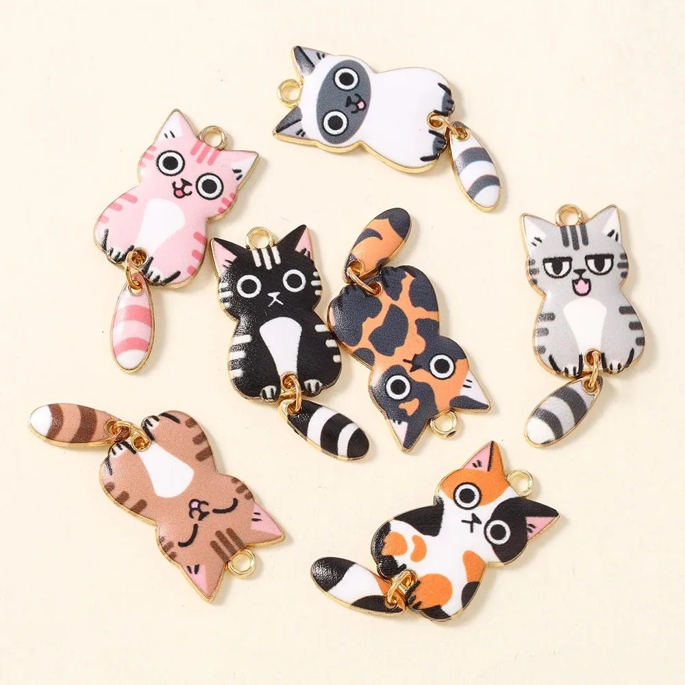 10 個 16 × 39 ミリメートルかわいい漫画猫樹脂チャ - Resin Art For Sale のレビューと価格