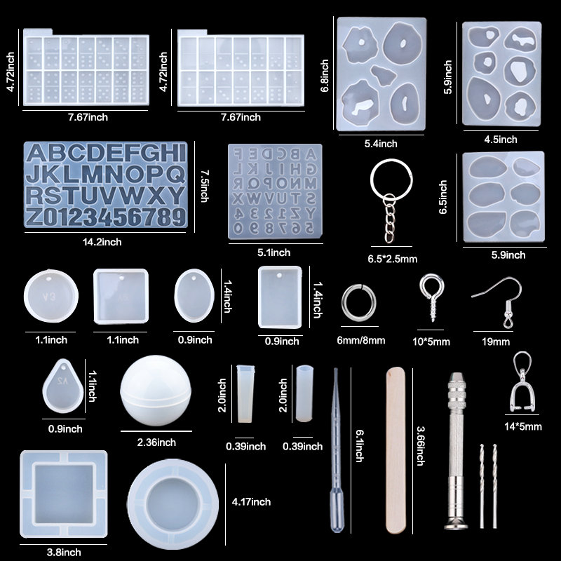 シリコンモデリングキット,金型,成形金,液体シリコン金,製造 - Resin Art Earrings Kit のレビューと価格