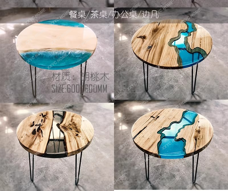 クリエイティブアートダイニングテーブル エポキシ樹脂 リバー - Resin Art With Wood のレビューと価格