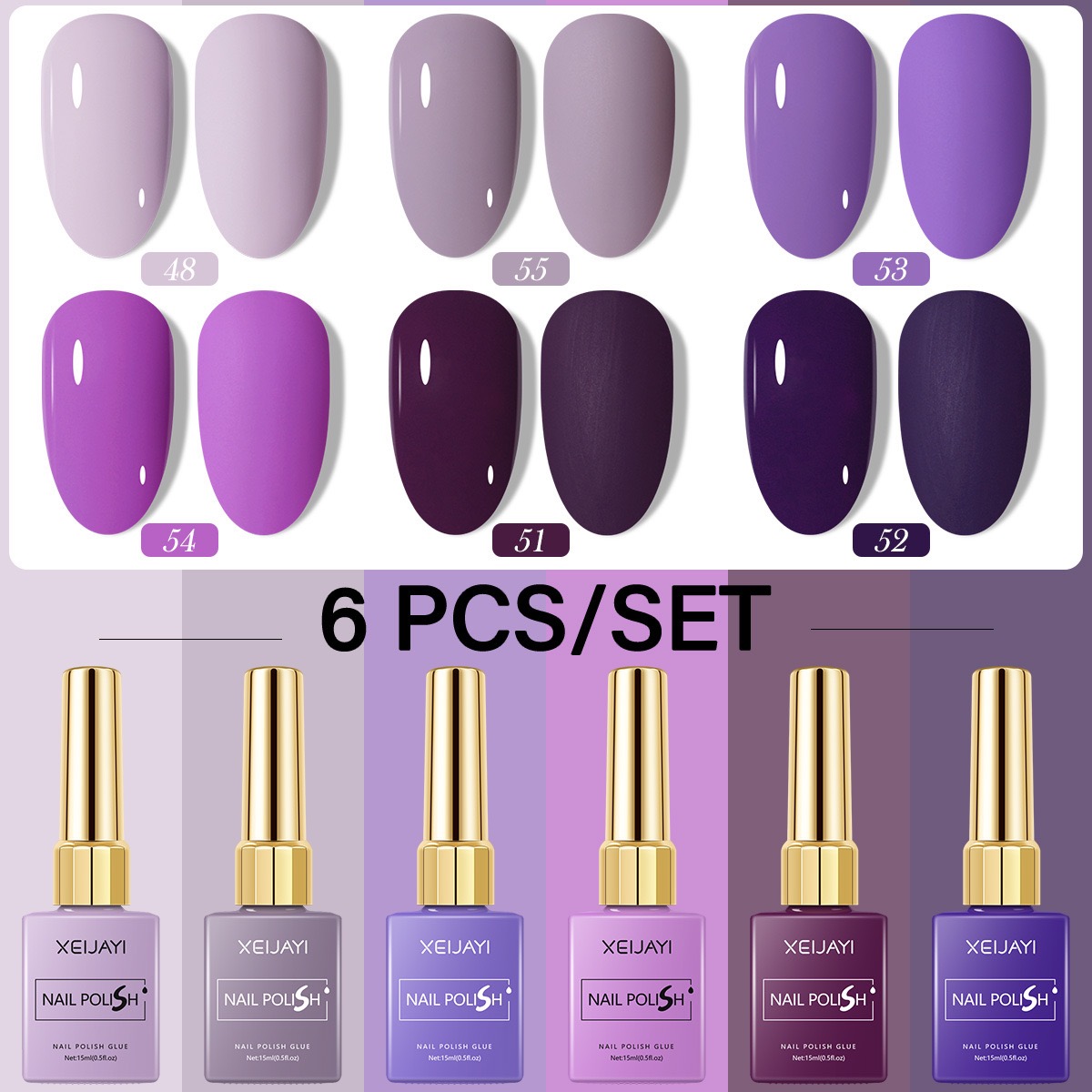 6 ピース/セット 15 ミリリットルジェルネイルポリッシュ - Resin Art Purple のレビューと価格