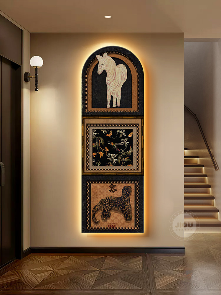 メダルアールデコ玄関ホール装飾画フランス風廊下エンドハンギン - Resin Art On Wood のレビューと価格