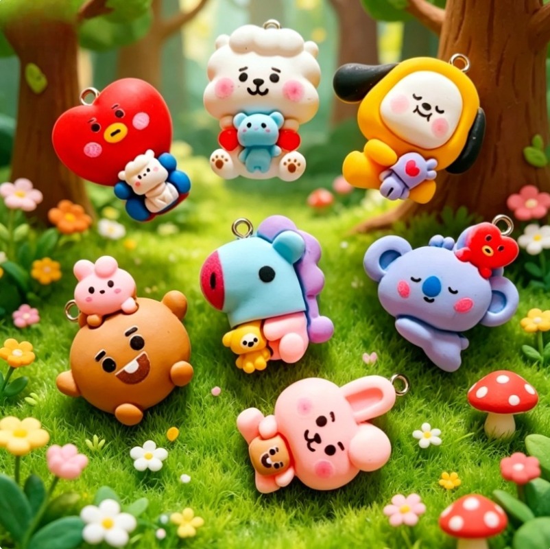 7 個 BT21 樹脂漫画チャーム DIY アクセサリークラ - Resin Art For Sale のレビューと価格