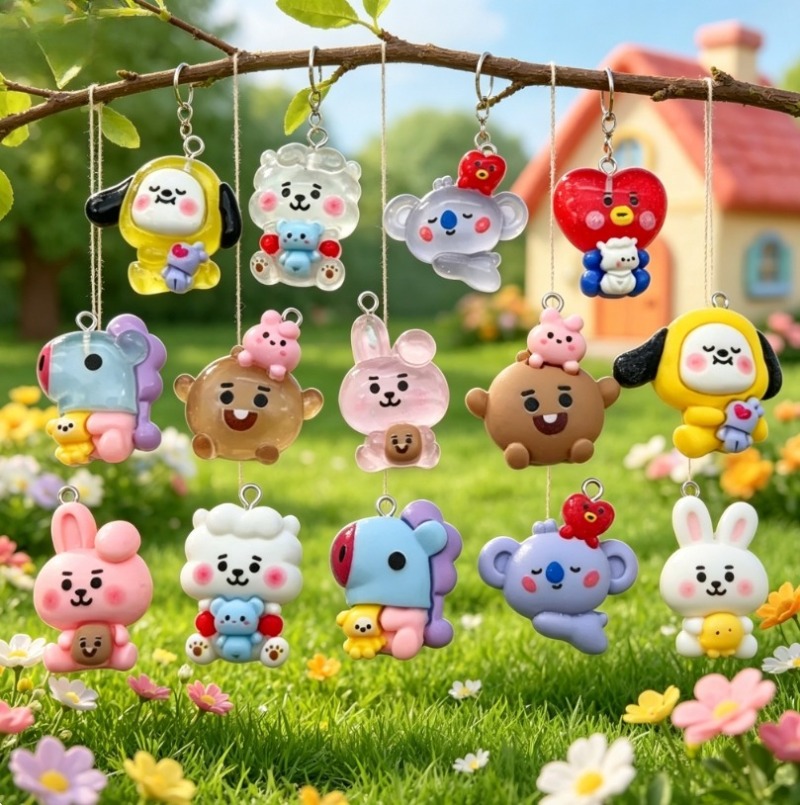 7 個 BT21 樹脂漫画チャーム DIY アクセサリークラ - Resin Art For Sale のレビューと価格