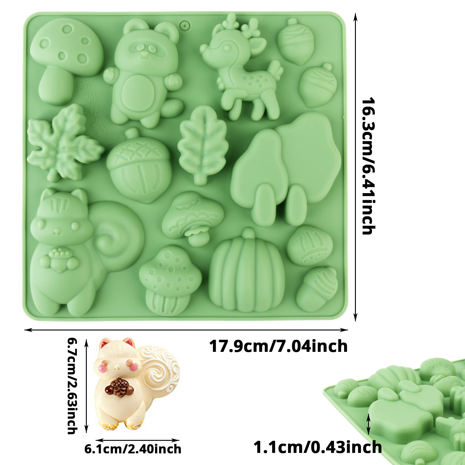 1個の動物の形をしたシリコンケーキ型、リスや鹿など、様々な動 - Resin Art And Craft のレビューと価格