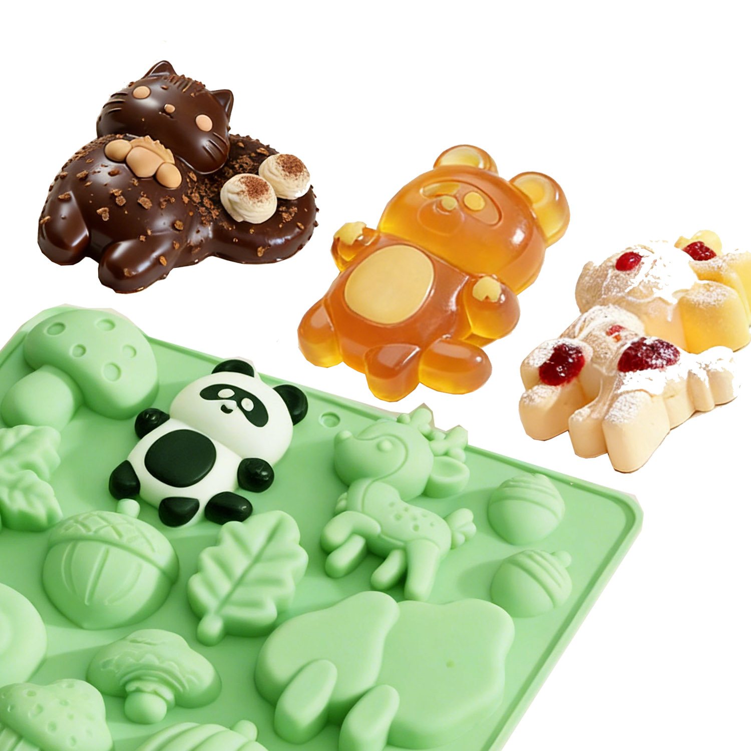 1個の動物の形をしたシリコンケーキ型、リスや鹿など、様々な動 - Resin Art And Craft のレビューと価格
