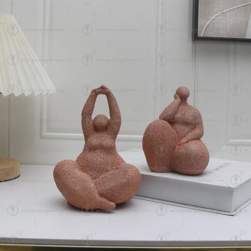 1個入り、砂岩樹脂製ぽっちゃり女性像、手作り砂岩抽象芸術、家 - Resin Art Handmade のレビューと価格