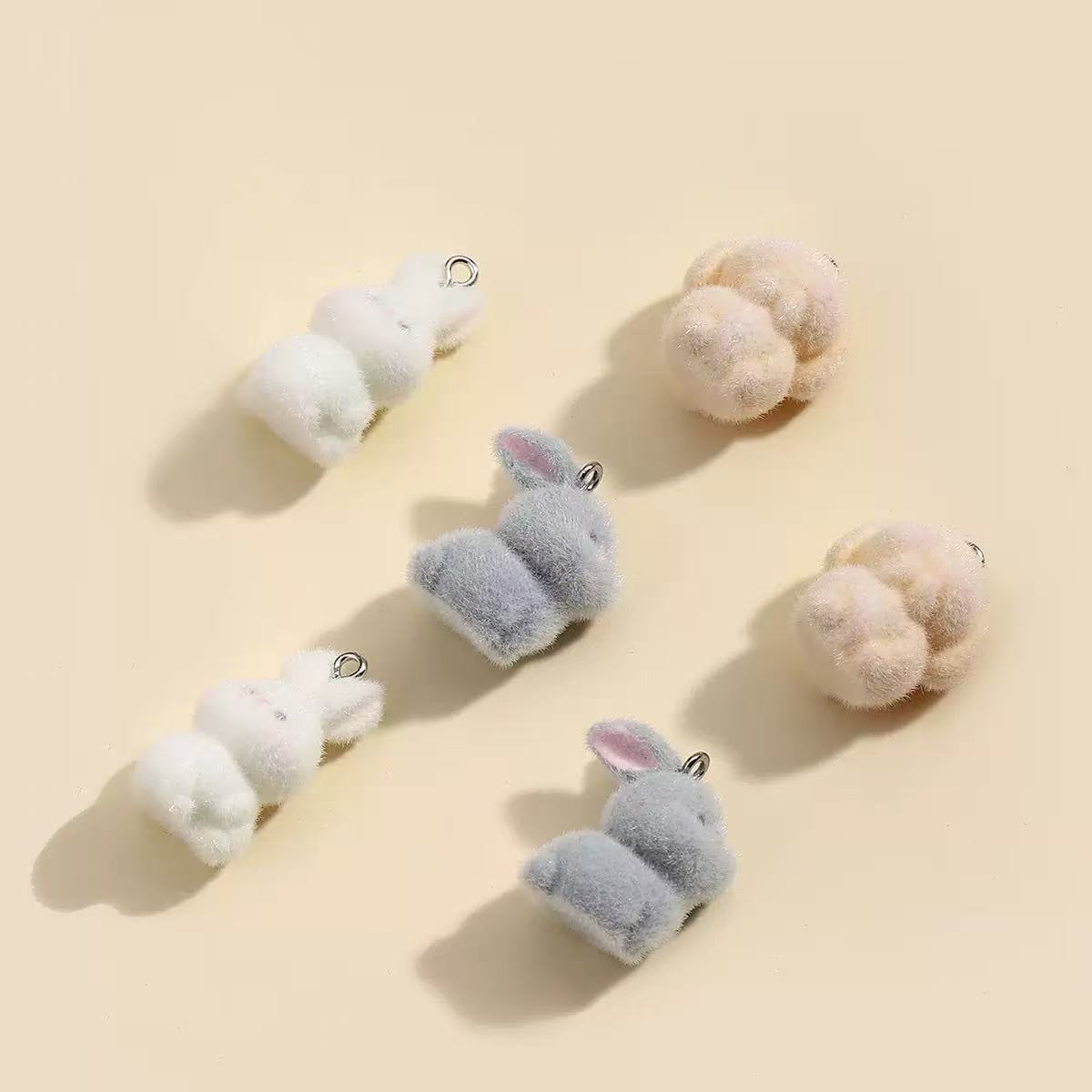 10個入り フロッキング加工 小さなウサギ レジンチャーム  - Resin Art For Sale のレビューと価格