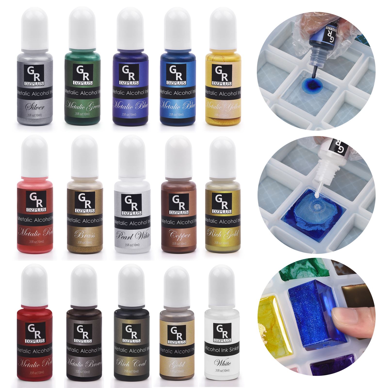 1 セット樹脂顔料キットアートインクアルコール液体着色剤染料 - Resin Art Alcohol Ink のレビューと価格