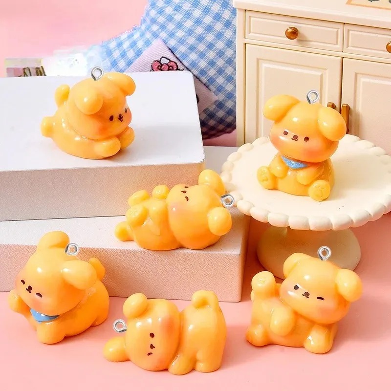 10 個かわいい漫画犬アクリル樹脂チャームミニペンダント D - Resin Art For Sale のレビューと価格