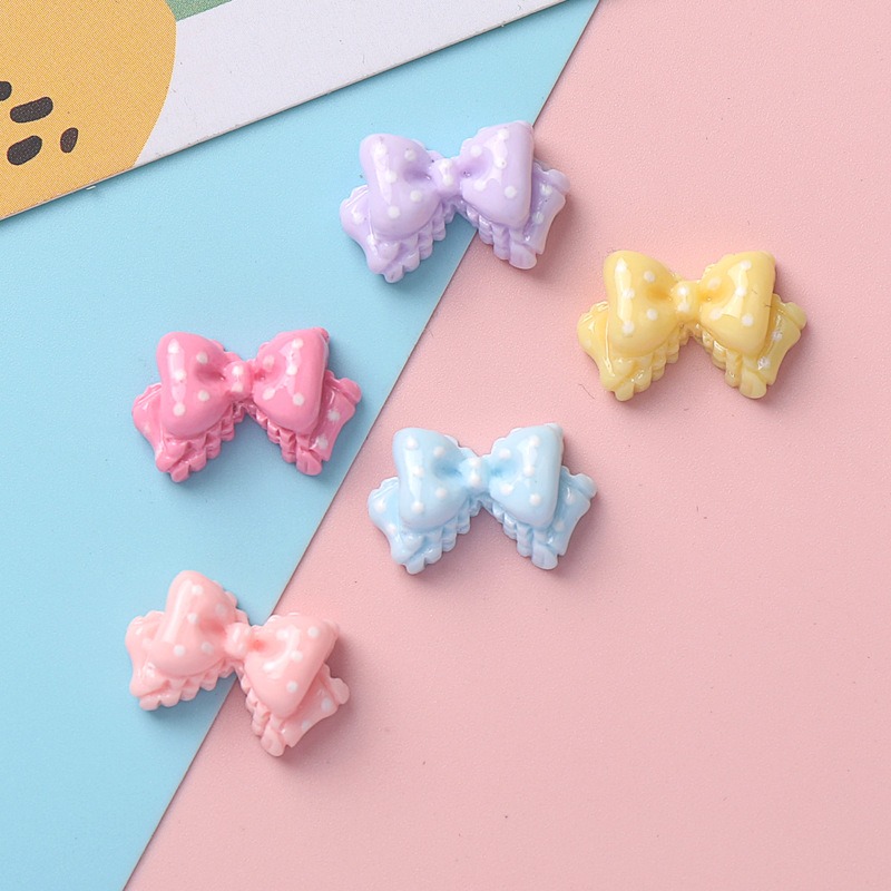 7色ミニリボン樹脂チャーム、水玉模様の光沢のあるフラットバッ - Resin Art Phone Case のレビューと価格
